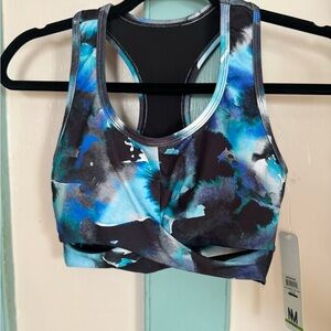 Dynamic Blue and Black Sports Bra